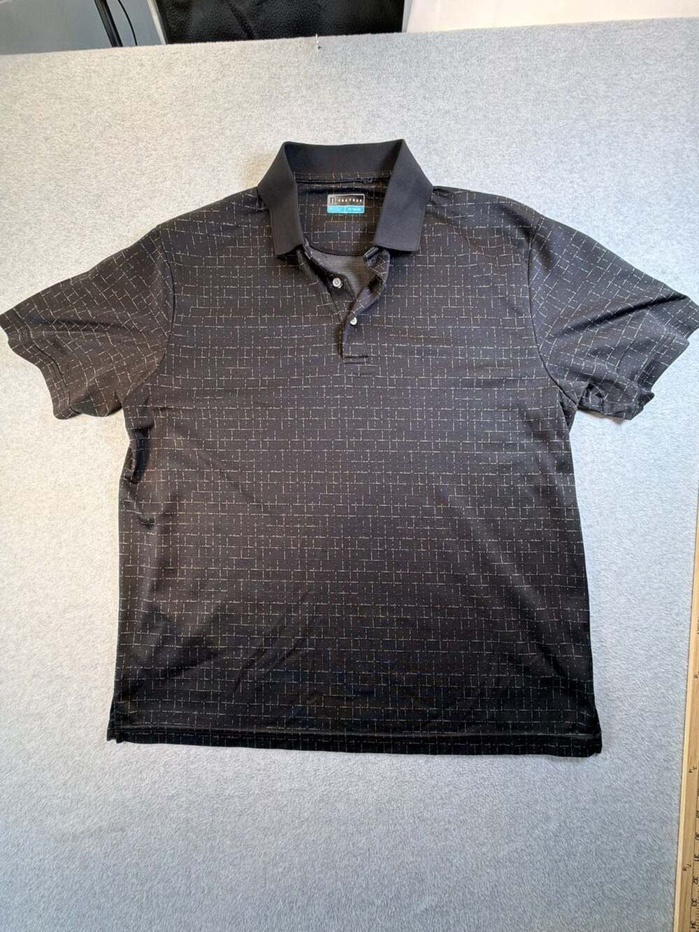 PGA Tour Golf Polo Shirt Size XL Black Patterned Short Sleeve